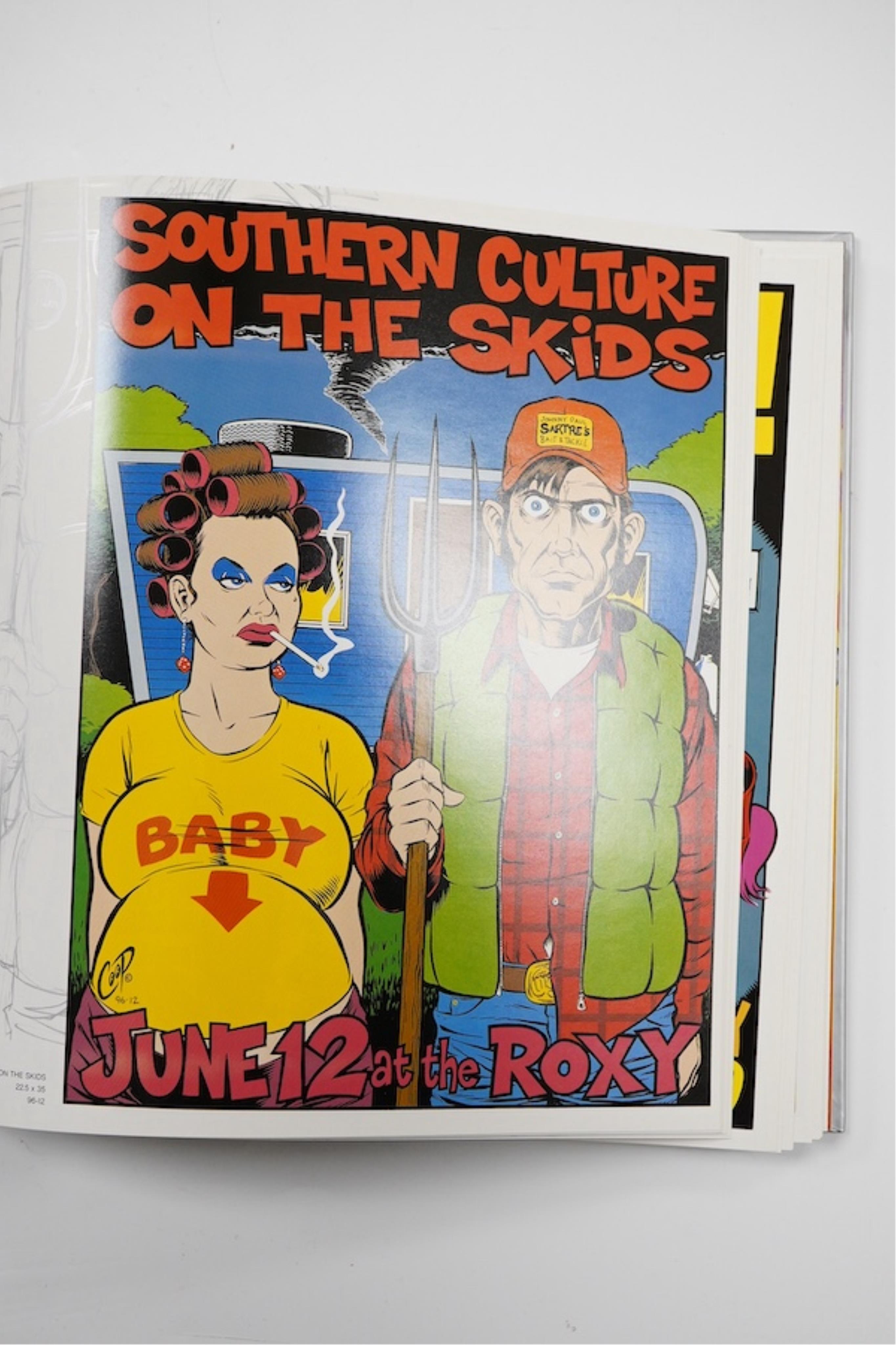 Coop (Chris Cooper, American, b.1968), a framed 1980s pop art poster entitled ‘Poster Pop Clothing’, signed in pencil and limited edition 117/450, together with a first edition of the book ‘Devil’s Advocate, the Art of C
